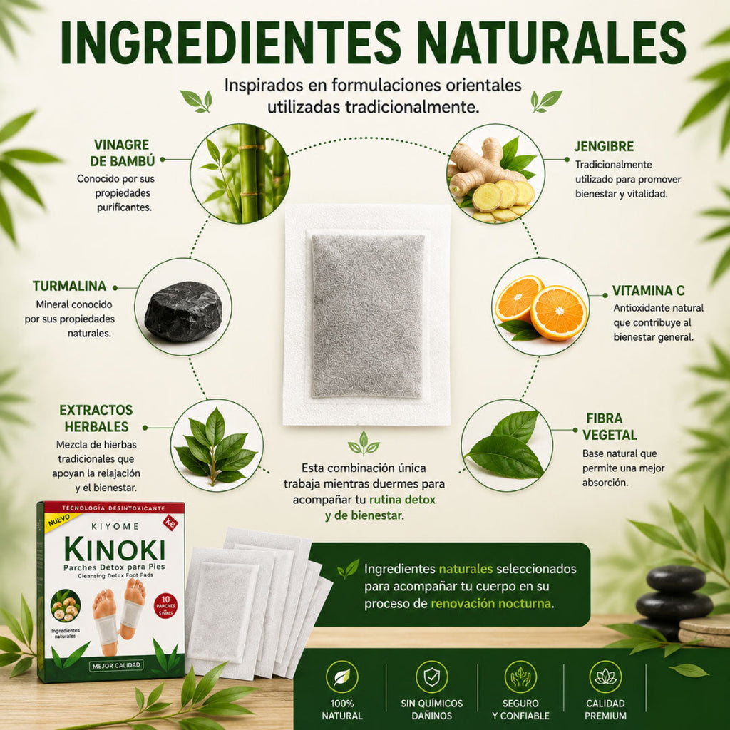 Ingredientes de los parches Kinoki